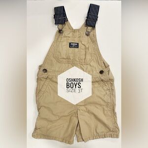 OshKosh B'gosh Boys Khaki Overalls with Navy Straps 3t
